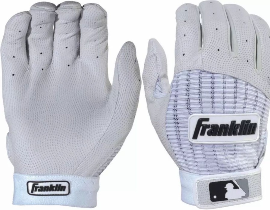 Baseball * | Franklin Adult Pro Classic Series Batting Gloves White