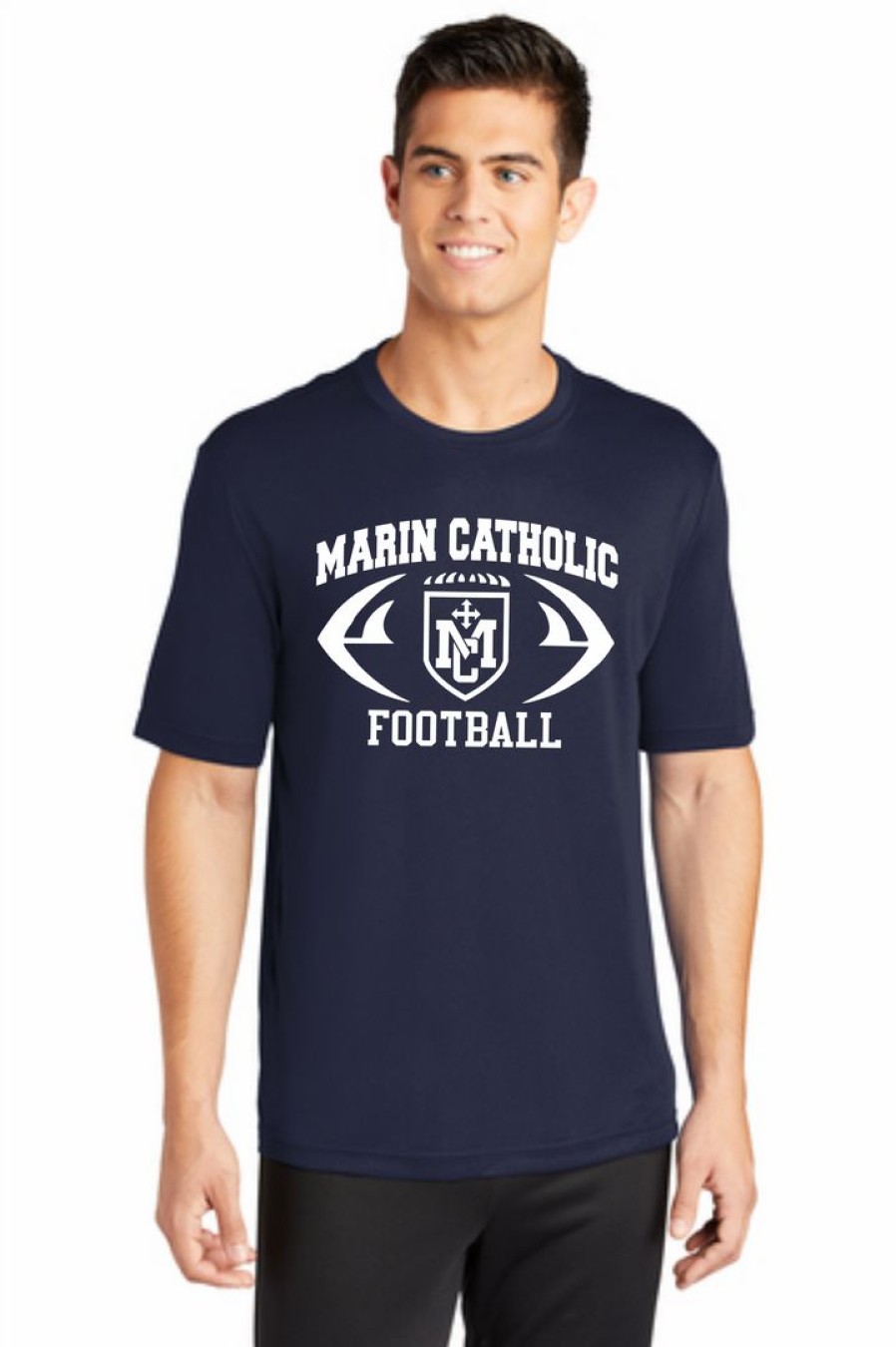 Football * | Sporttek Marin Catholic Football Navy Workout T-Shirt