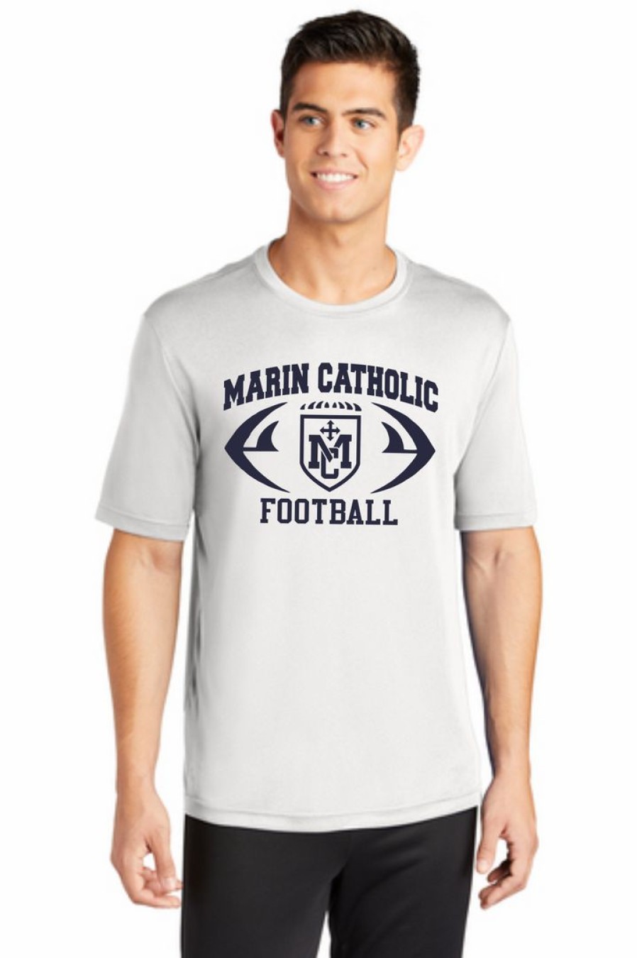 Football * | Sporttek Marin Catholic Football White Workout T-Shirt