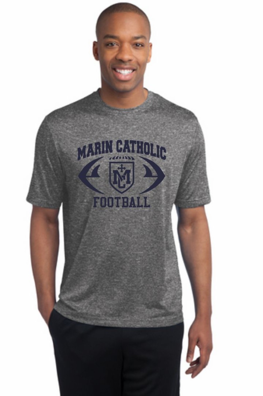 Football * | Sporttek Marin Catholic Football Grey Workout T-Shirt